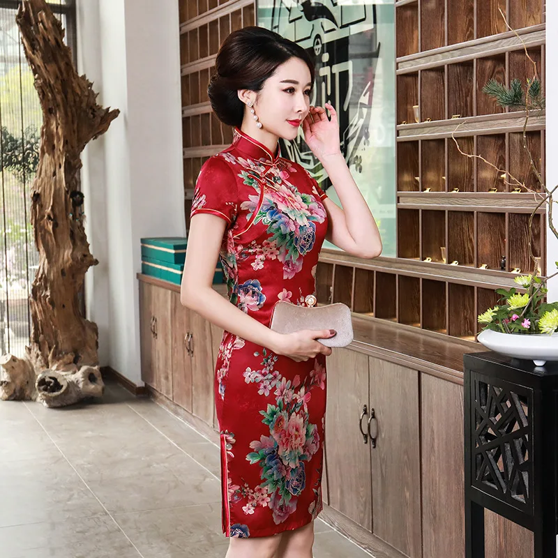 Color6 Китайское современное платье Cheongsam, свадебное платье, Женская юбка с принтом, тонкое платье, сексуальное платье Ципао, платье в ретро стиле, повседневное шоу, Cheongsam - Цвет: Color6