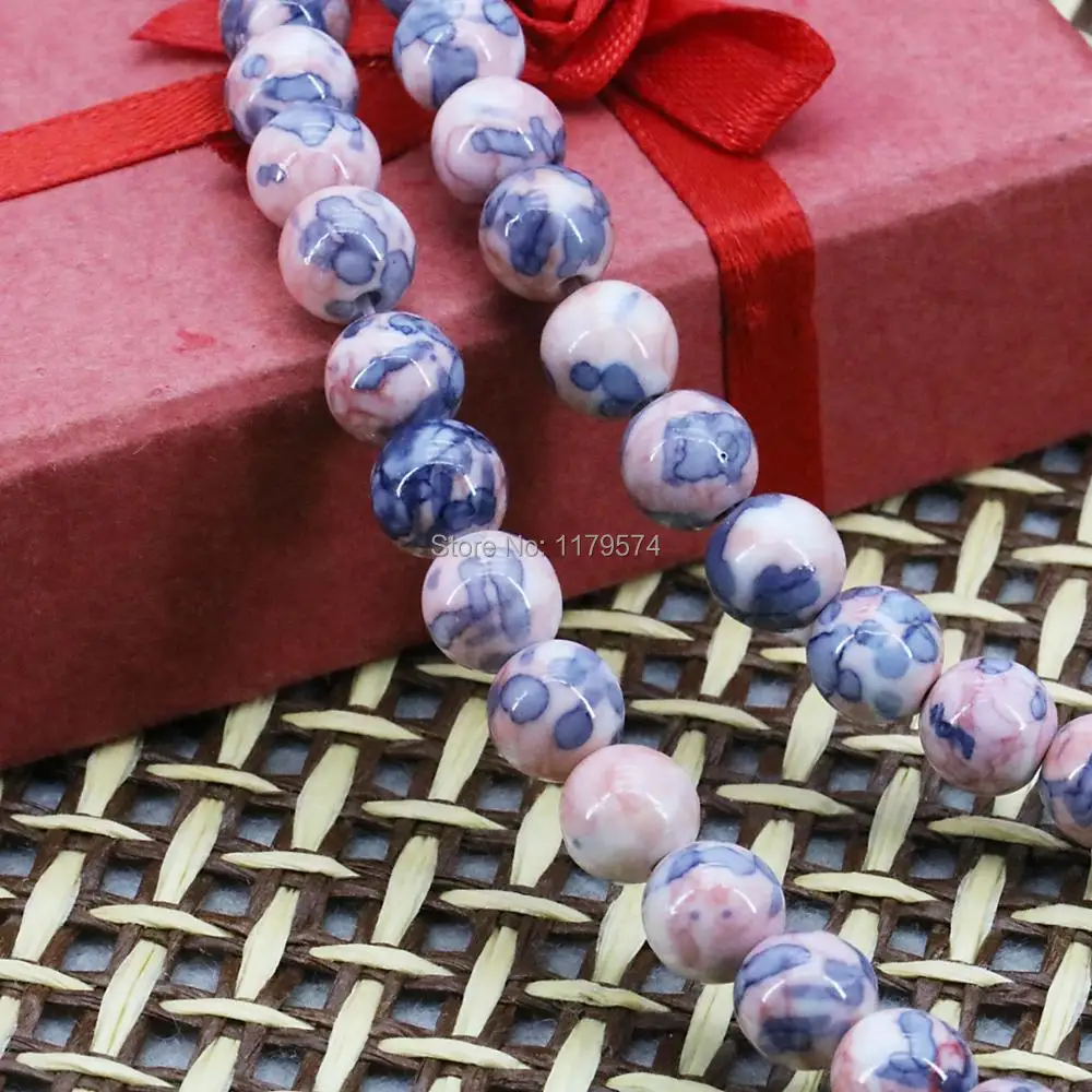 8mm Accessories Pink Multicolor Riverstones Rain Flower Rainbow Stones Round Beads Loose Crafts Jewelry making 15inch Wholesale | Украшения