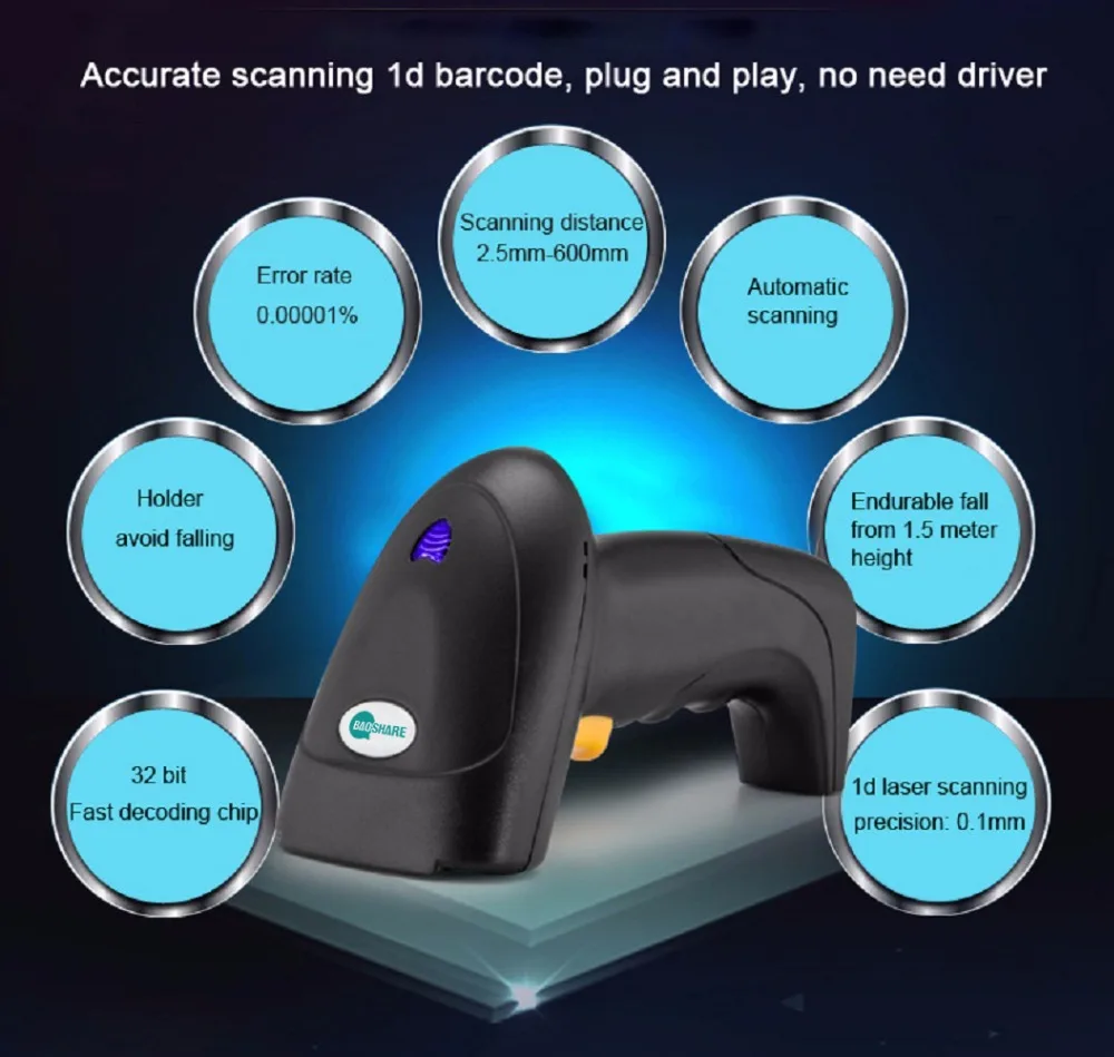 BaoShare GY 48 проводной 1d сканер штрих кода сканирующий пистолет с держателем Acurate