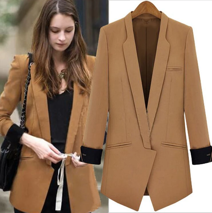 Женские блейзеры и куртки 2016 Европейская мода с длинным рукавом популярный цвет
