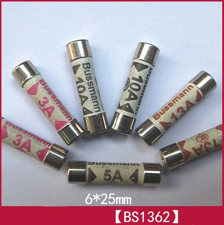 5 шт.-10 шт./предохранитель BS1362 20A 10A 13A 2A 15A 5A 3A 1A 6*25 мм 6x25 Керамика плавкая вставка