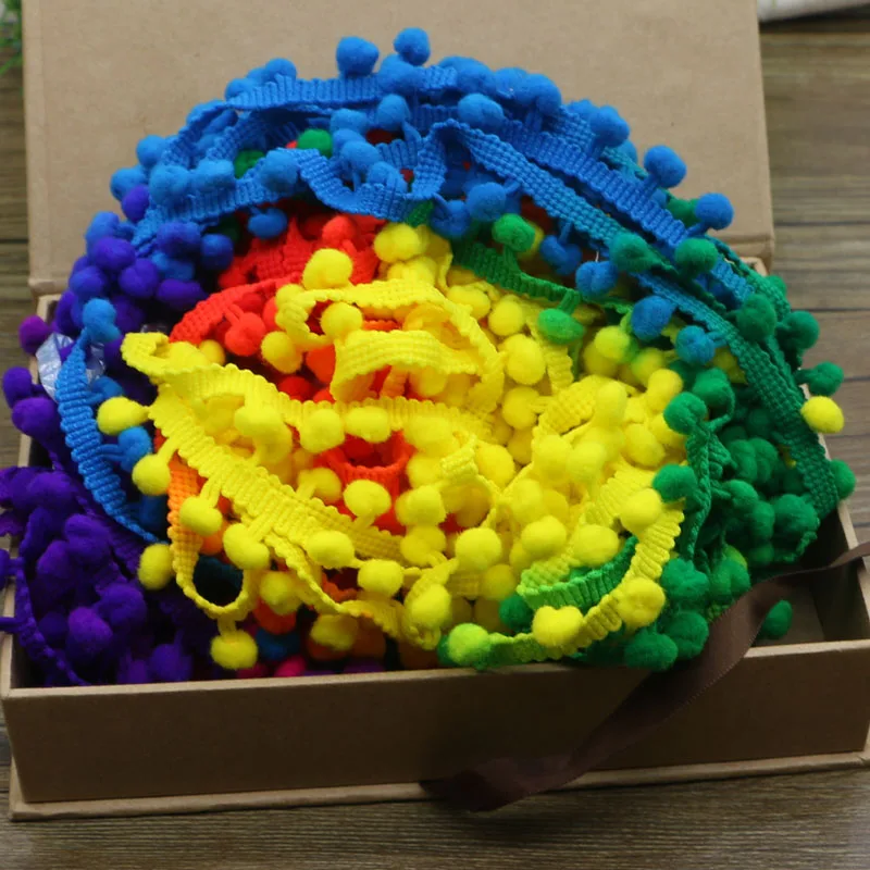 Новинка кружевная отделка из терилена с помпоном 5 ярдов/партия аксессуары для