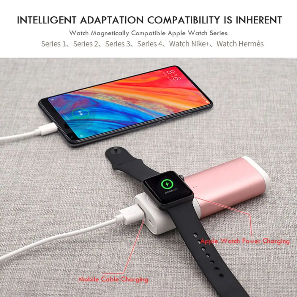 Магнитное Беспроводное зарядное устройство для Apple Watch iWatch серии 4 3 2 1 38 мм 42 5200 мАч