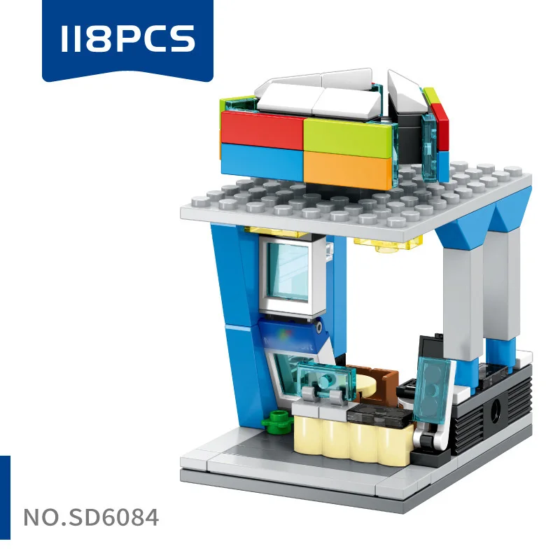 SD6027 118 PCS Строительный блок DIY мини-уличный вид сборка город мини-уличный магазин игрушек розничный магазин KFCE McDonald для детей обучающая игрушка - Цвет: SD6027 118 PCS