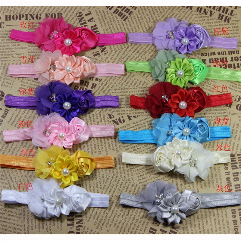 Детская повязка на голову для девочек эластичная лента волос с розовыми цветами