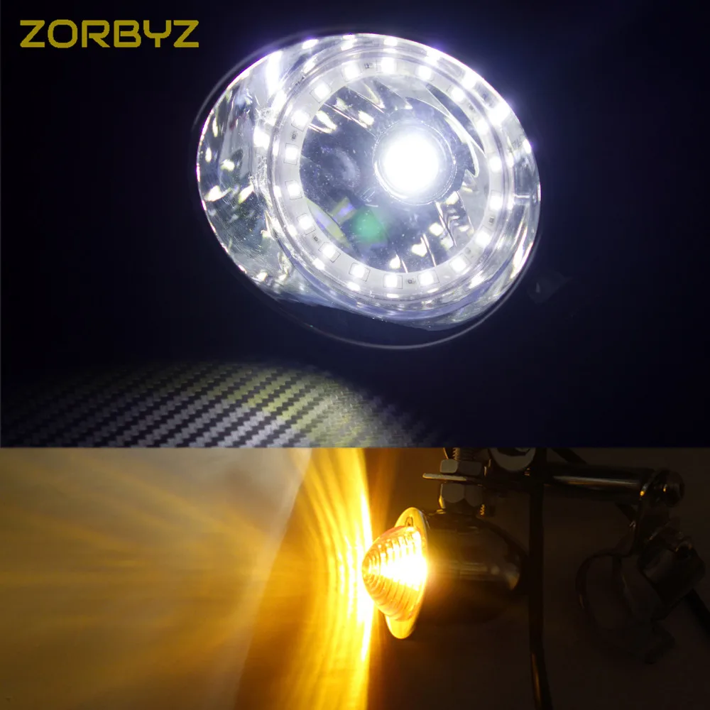 Мотоциклетные хромированные поворотники ZORBYZ противотуманные фары с белым
