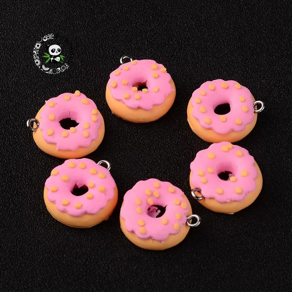 Подвески из полимерной глины Пончик ярко розовый 19x7 мм отверстие: 3 мм|clay accessories|clay