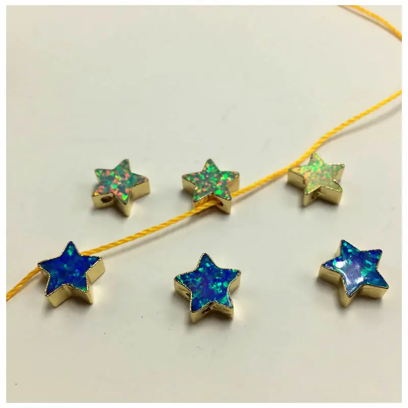 5PCS 10mm Starfish Gold Color Man-made Opal Beads Mixed Colors Japanese Opal Pendant Beads for Necklace Druzy Jewelry