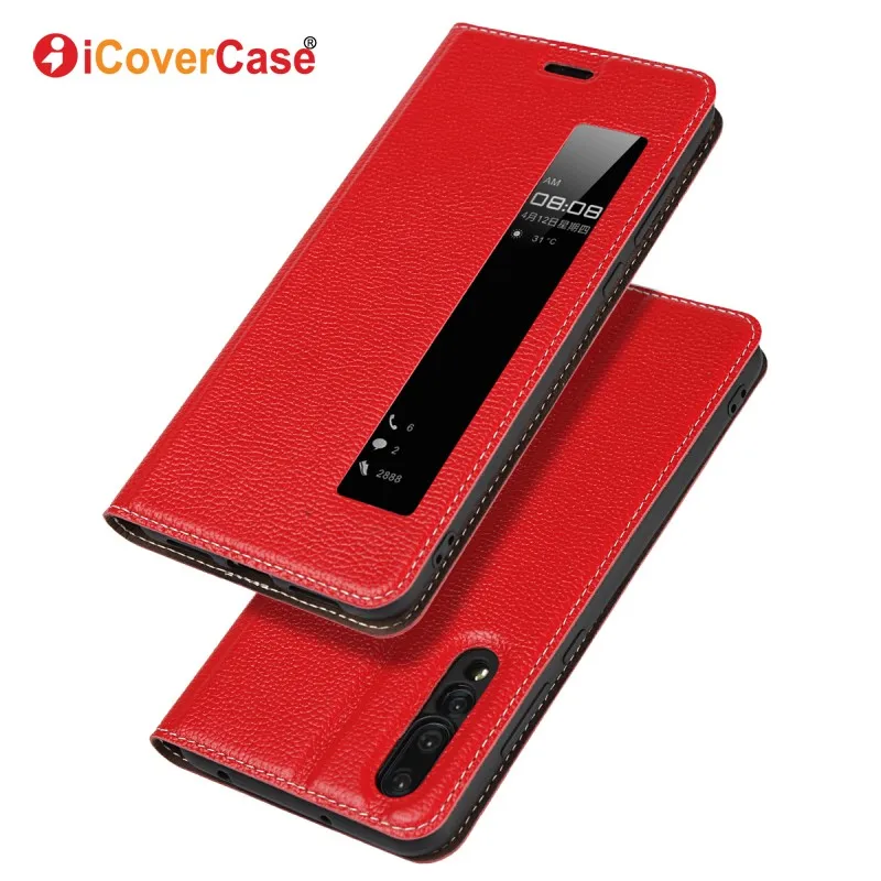 Кожаный чехол iCoverCase с окошком для Huawei P20 Pro Магнитный кошелек телефонные