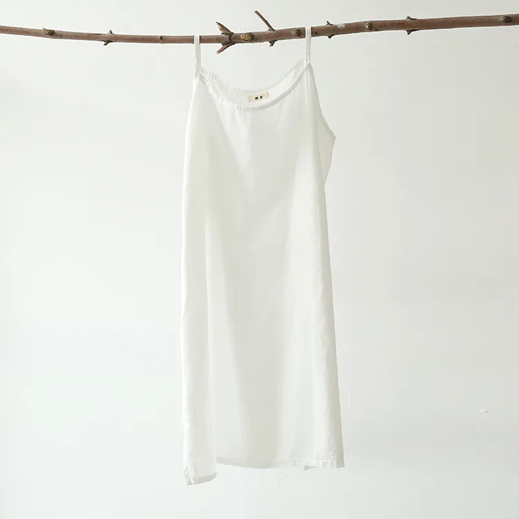 Женское хлопковое платье без рукавов однотонное длинное атласное нижнее белье