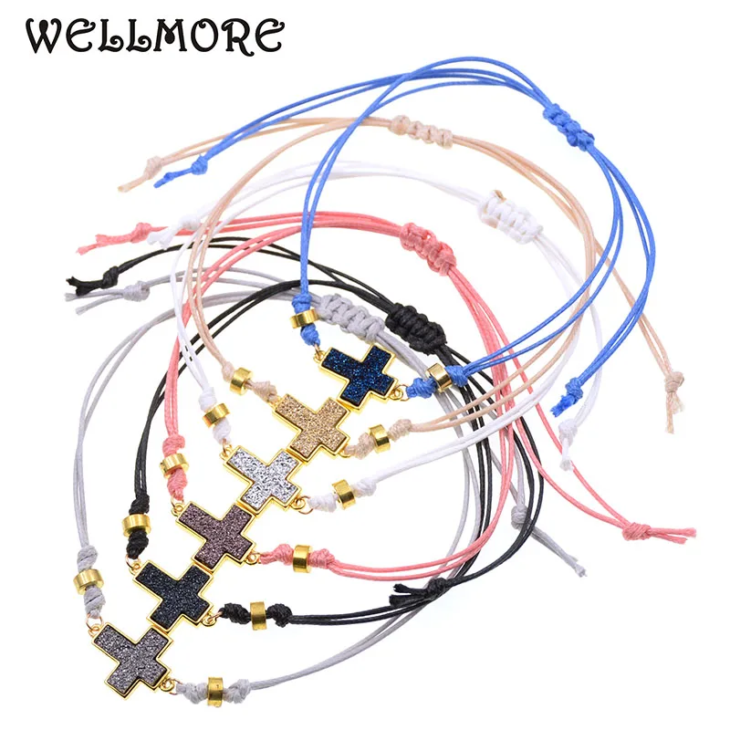 WELLMORE крест ножной шнур браслет для женщин камень дешевый богемный на