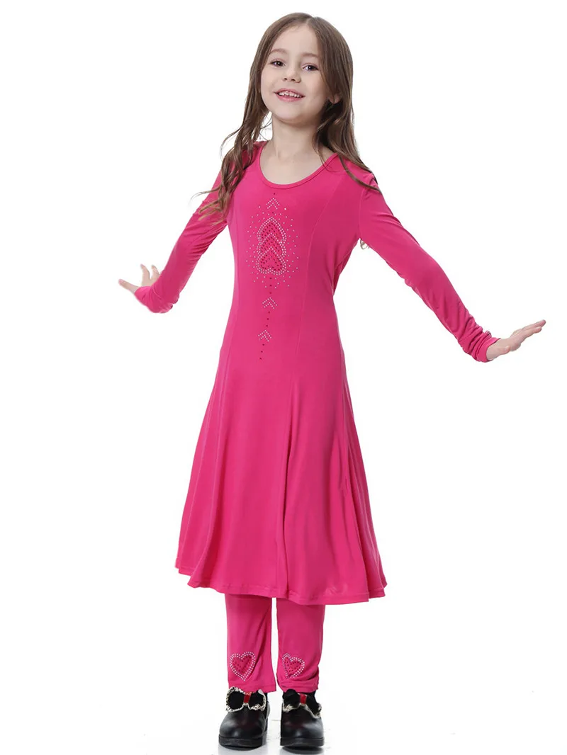 Официальное мусульманское платье для девочек со стразами детское абайя длинный