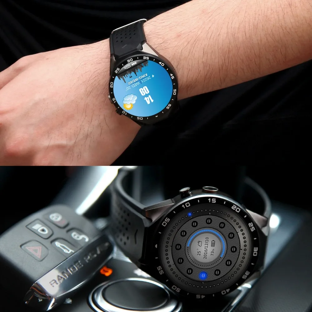 KW88 Смарт Часы Android MTK6580 Quad Core 1.3 ГГЦ 5.1 3 Г SmartWatch 2.0 Мега Пикселей Монитор Сердечного