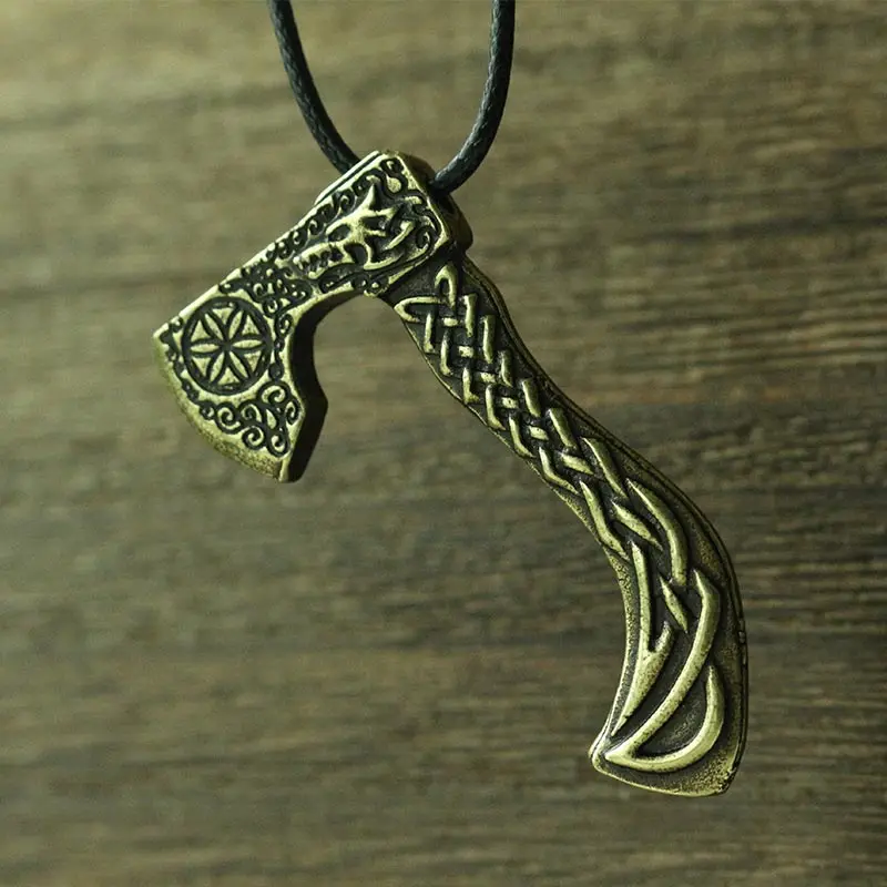 lanseis 1pcs viking wolf axe necklace men pendant Nordic pagan jewelry | Necklace
