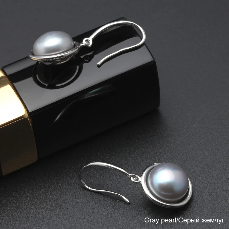 

New fashion black Pearl Earrings Jewelry For Women Freshwater Pearl 925 sterling silver jewelry weddings gift