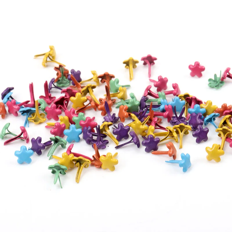 Микс бабочка цветок лист форма гвоздики со стразами и шипами для одежды круглые квадратные штифтики для скрапбукинга, украшение застежки - Цвет: 7mm 20pcs