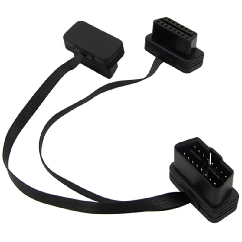 OBDII OBD II 2 OBD2 16 Pin кабель для плоский тонкий как лапша ELM327 Мужской Двойной Женский Y