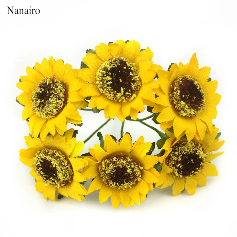 Искусственные Шелковые Подсолнухи 6 шт./лот 4 см|flower bouquet|artificial flower bouquetsilk sunflowers |