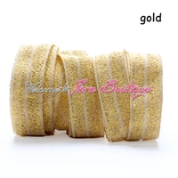 new arrival 58 gold metallic glitter fold over elastic for kids headband 100 yardslot