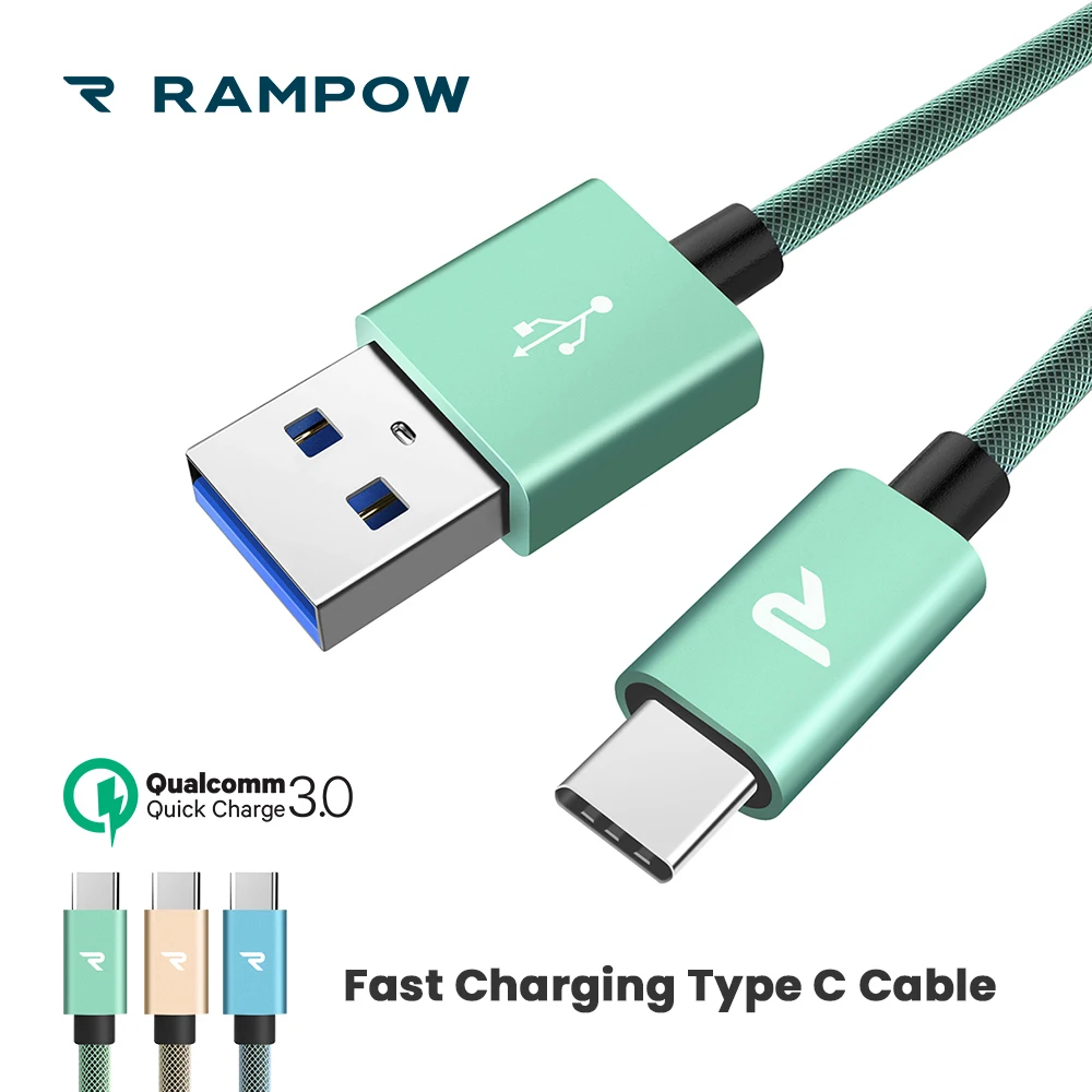 RAMPOW QC3.0 ажурный USB C кабель для huawei P20 liet Быстрая зарядка usb Xiaomi 9 type samsung S9/S10|Кабели
