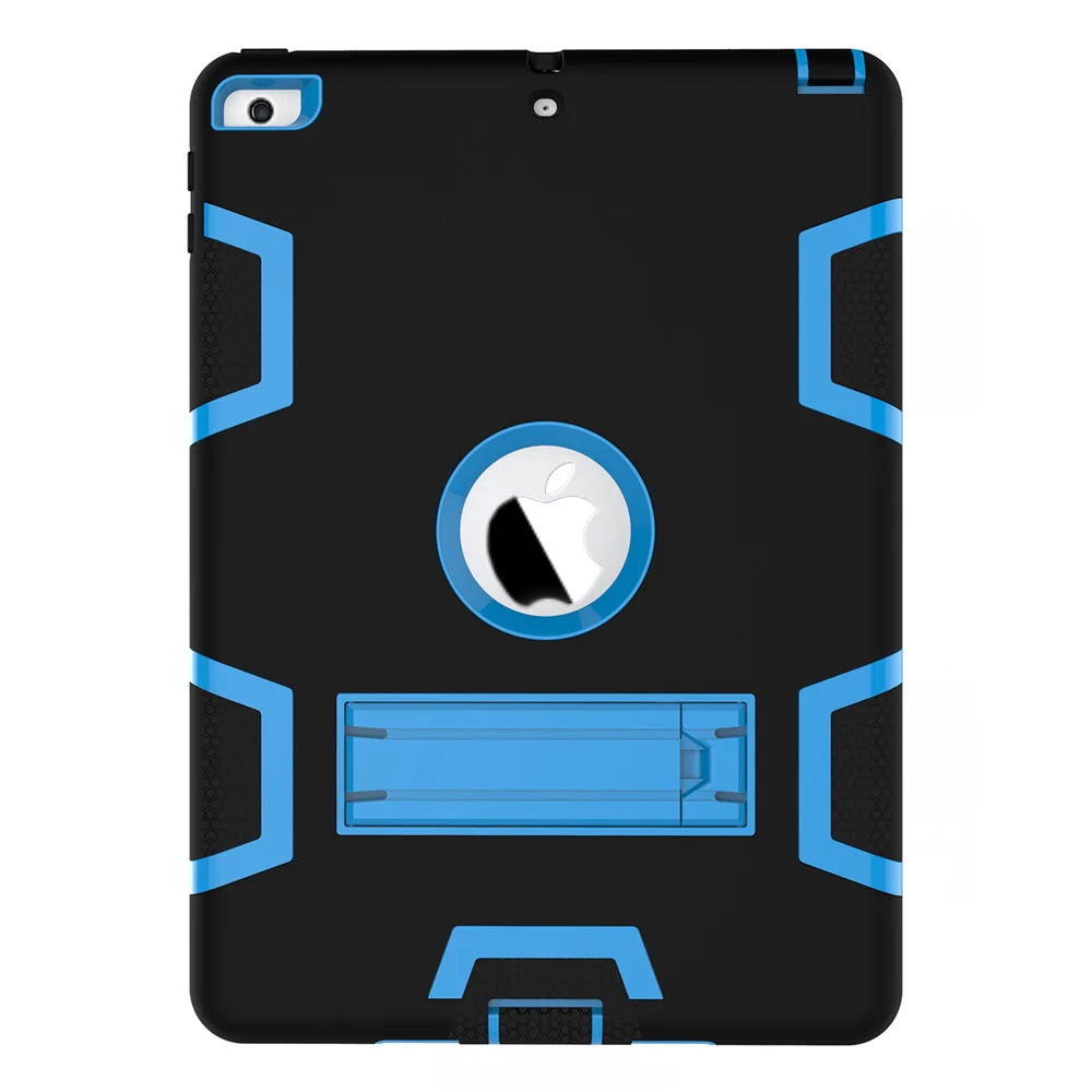 Black Blue WEFOR для нового iPad iPad 9,7 чехол, высокая ударопрочность Гибридный трехслойный сверхмощный защитный чехол Полная защита для корпуса - Цвет: Black Blue