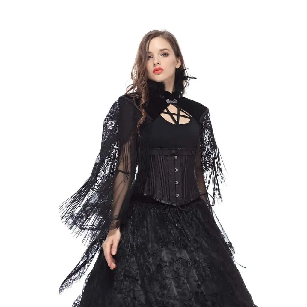 Darkinlove Women's Velvet and Lace Gothic Cape Evening Party Women Vintage Cloak Female Short Coat |