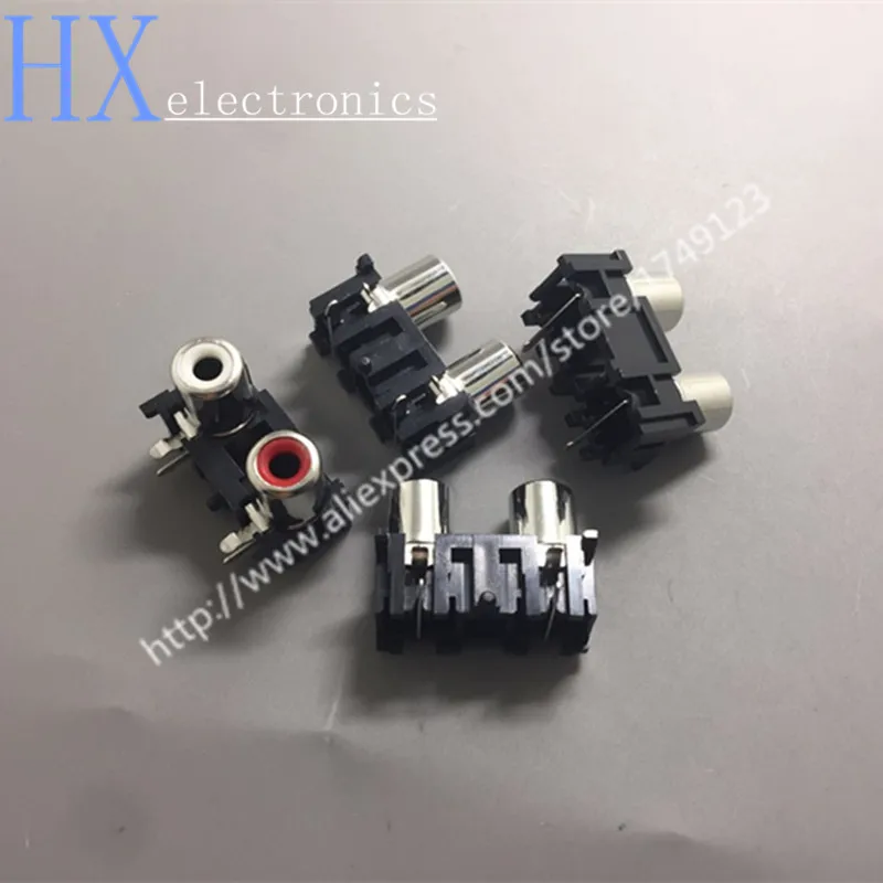 Бесплатная доставка 10 шт. разъем RCA AV Cinch audio 2 с отверстием красный двумя