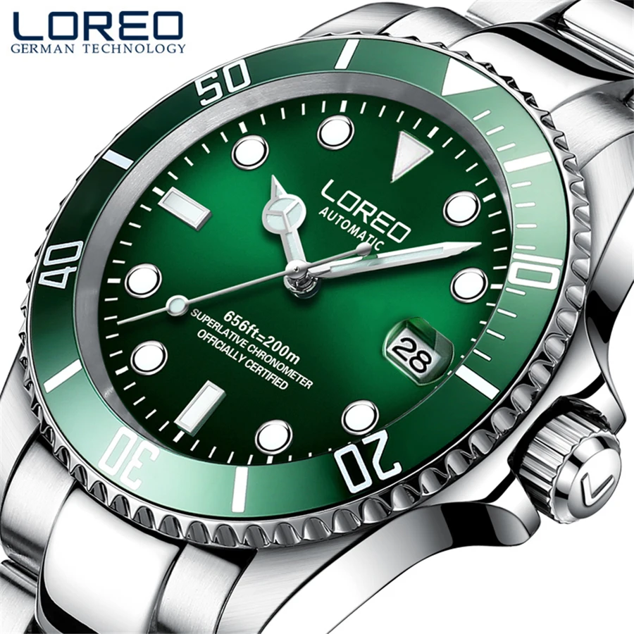 Водонепроницаемые мужские спортивные часы LOREO 200 м роскошные брендовые