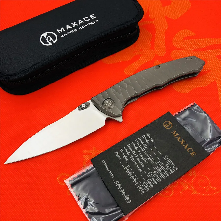 MAXACE Ворон Флиппер складной нож M390 лезвие TC4 титановая ручка Открытый лагерь Охота выживания карманные Кухонные Ножи EDC инструмент