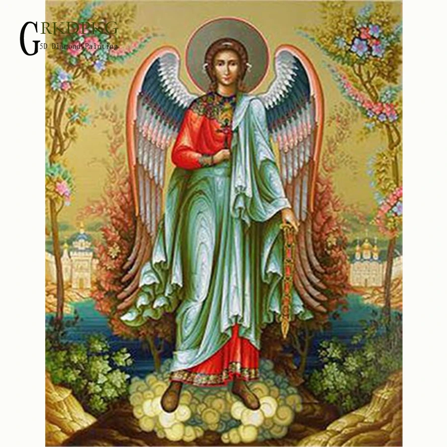 

5D полноразмерная алмазная живопись, Archangel, дрель, вышивка, алмазная вышивка, круглые стразы, украшения, ремесла, религия