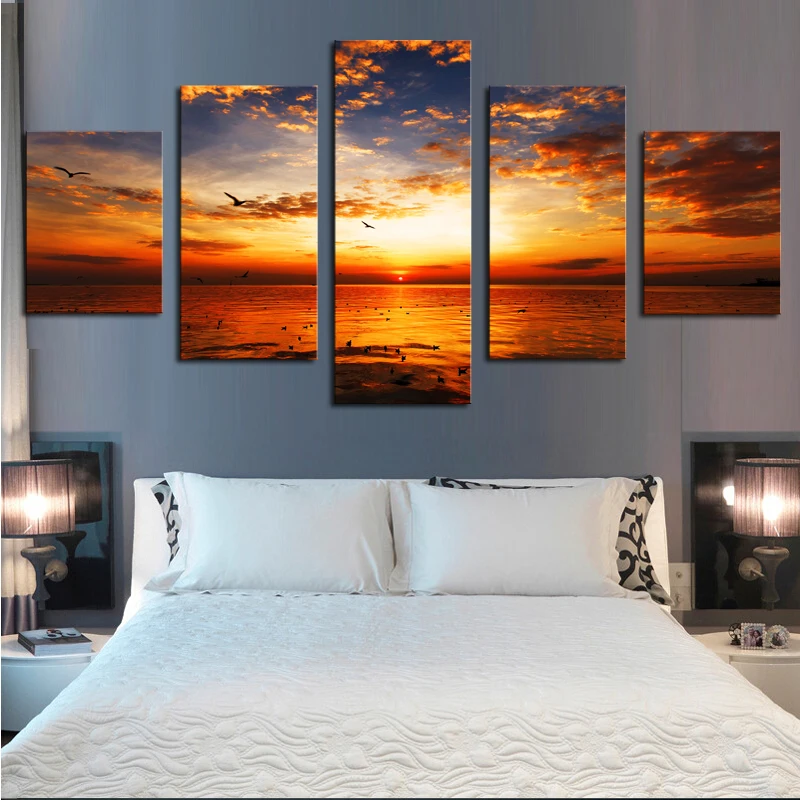 Framed 5 Panels Seaview Scenery Canvas Print Painting Modern Wall Art for Pcture Home Decor Artwork | Дом и сад
