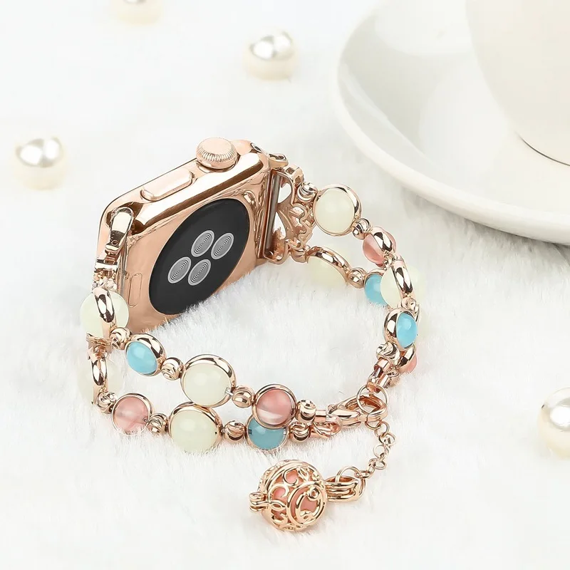 Ремешок для часов Apple Watch 38 мм 42 40 44 светящийся браслет из нержавеющей стали Iwatch