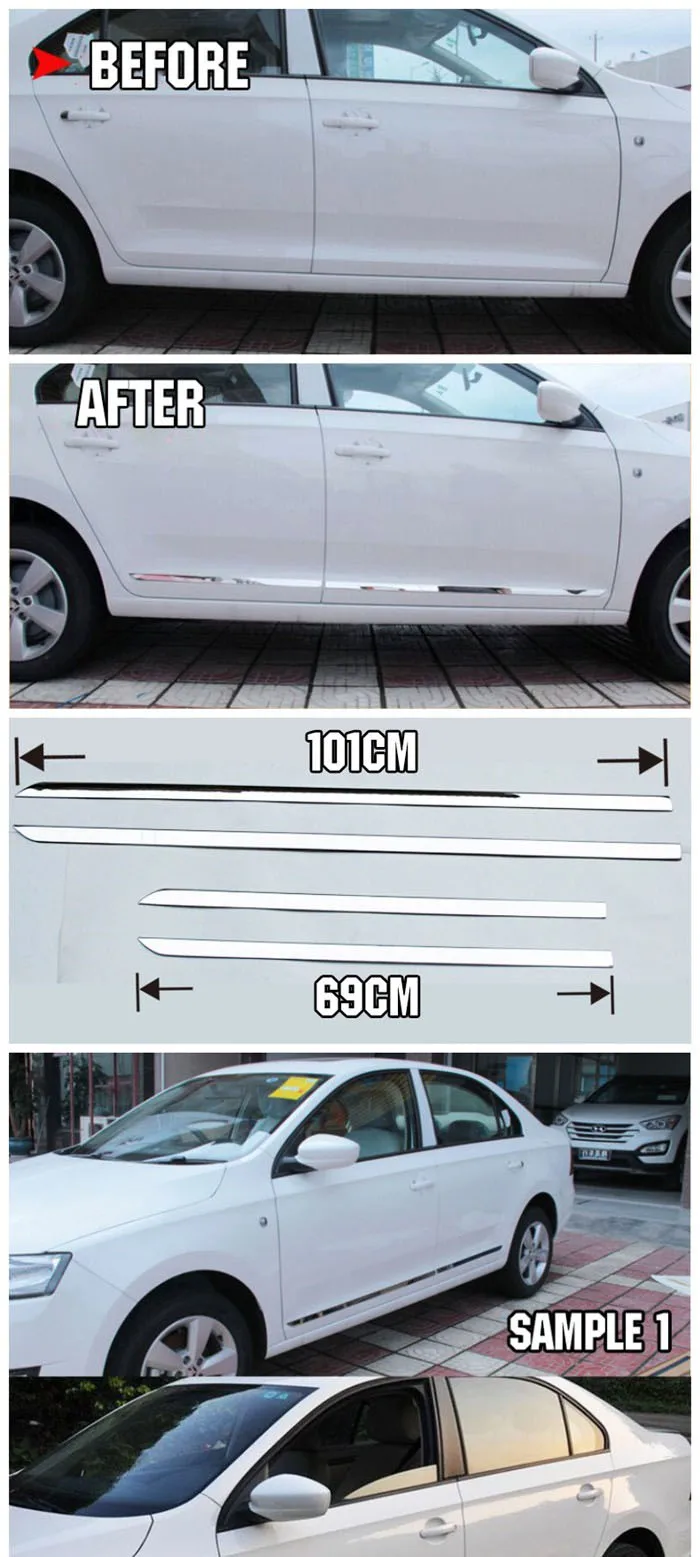 AX для Seat Toledo для Skoda Rapid 2012- хромированная наклейка формовочная Дверь Боковая Отделка накладка Стайлинг Защита акцент полоса