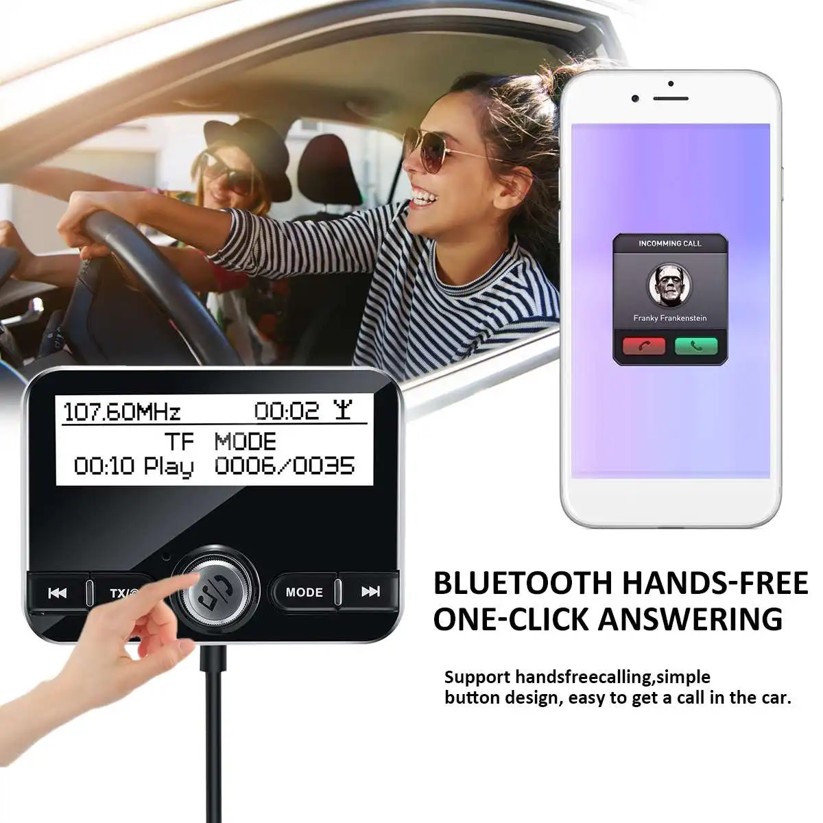 Автомобильный DAB радио приемник тюнер USB адаптер bluetooth передатчик TF/AUX антенна ЖК