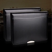 a4 leather file folder zipper portfolio briefcase a4 padfolio business manager bag ring binder with metal decorative sheet 448a