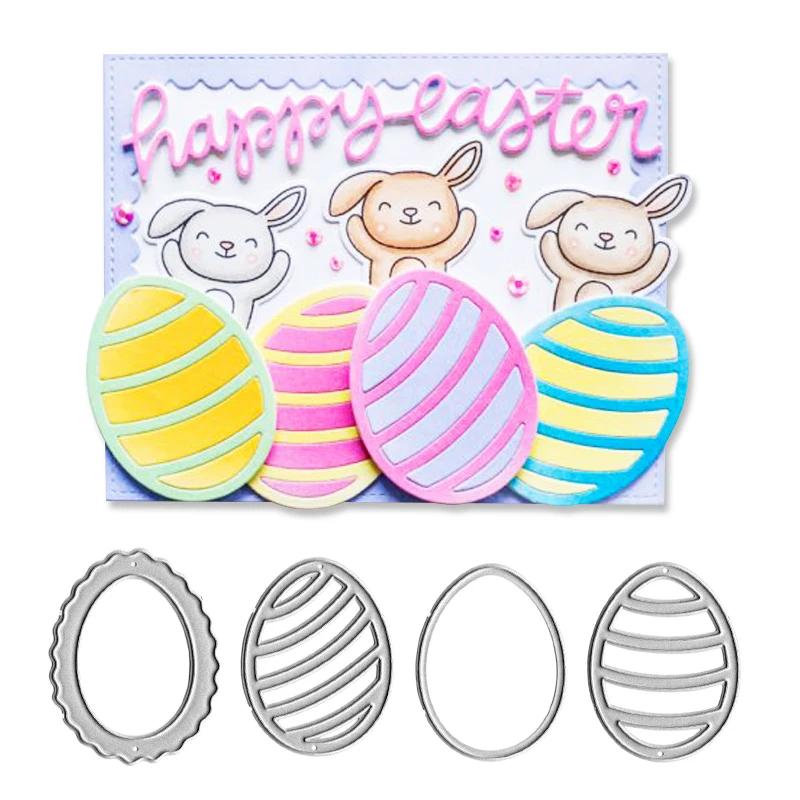 

Julyarts 4Pcs Easter Egg Metal Cutting Die Scrapbooking Stencil Cutting Dies Metal Dies For Card Making nouveau arrivage 2019