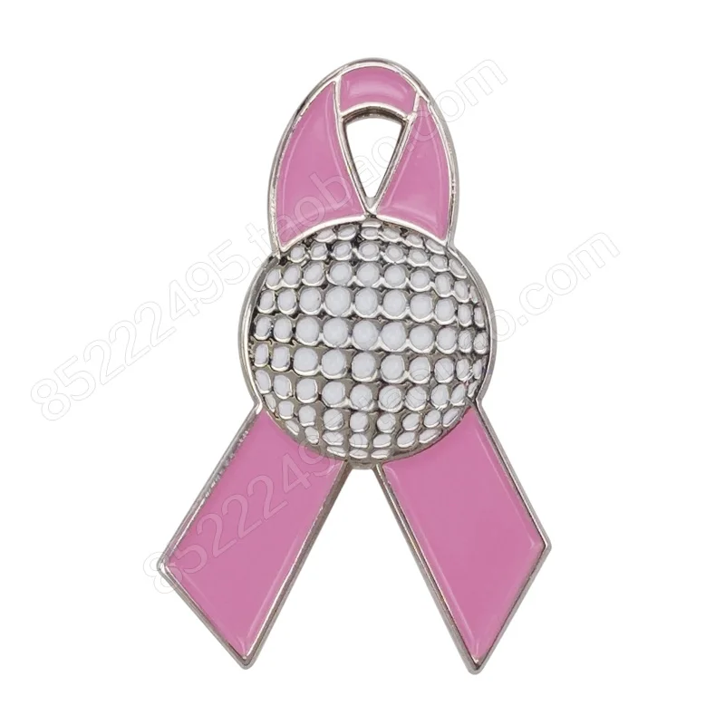 

Breast Cancer Awareness Golf Ball Pink Ribbon Lapel Pins