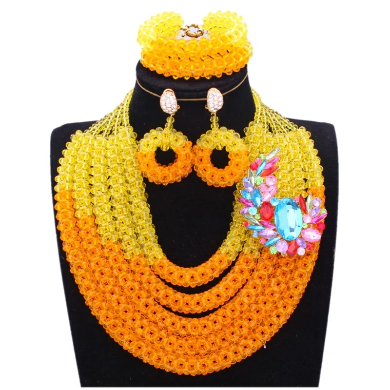 4UJewelry Fashion Luxury Bridal Jewelry 5 Layers Wine Beige Women Wedding jewerly Set 3 Pics Necklace Bracelet Earrings Gift | Украшения и