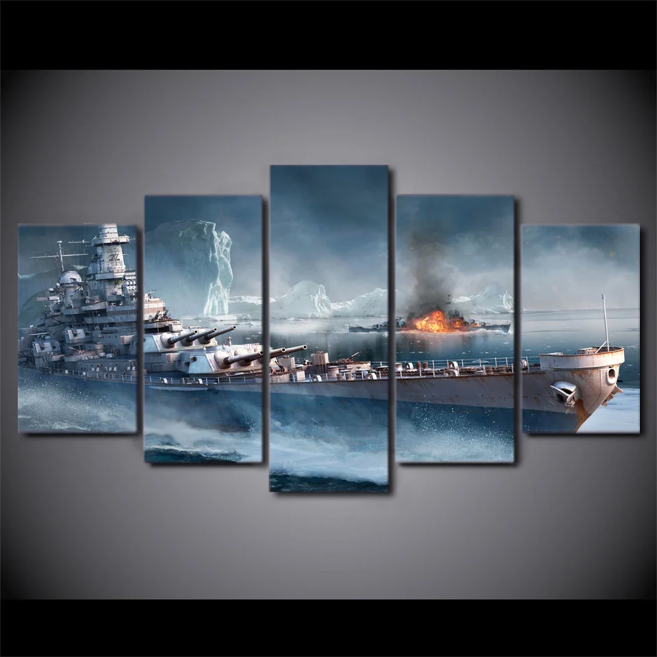 5 панельных настенных картин HD с принтом world of warship wargaming настенное искусство декор
