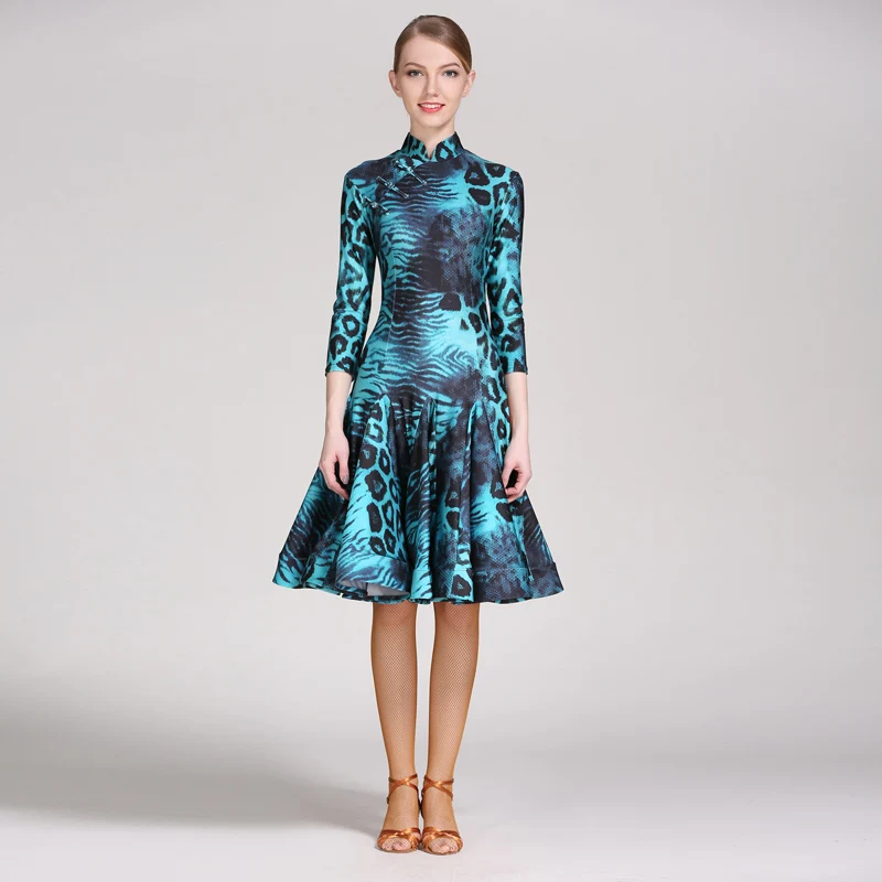 Леопардовые платья для латиноамериканских танцев женское платье костюм