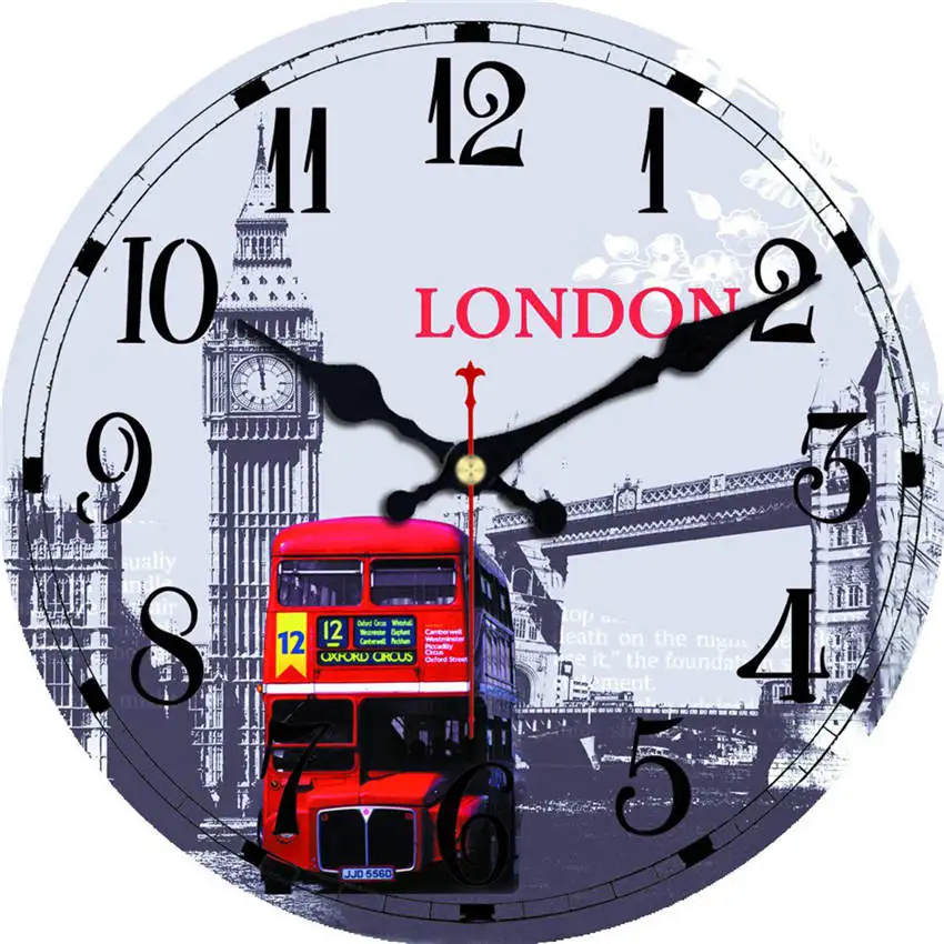 Red MEISTAR большие настенные часы винтажные деревянные часы флаг дизайн беззвучные часы идеальное качество домашний Декор Ретро-часы 6 дюймов(15 см - Цвет: Red