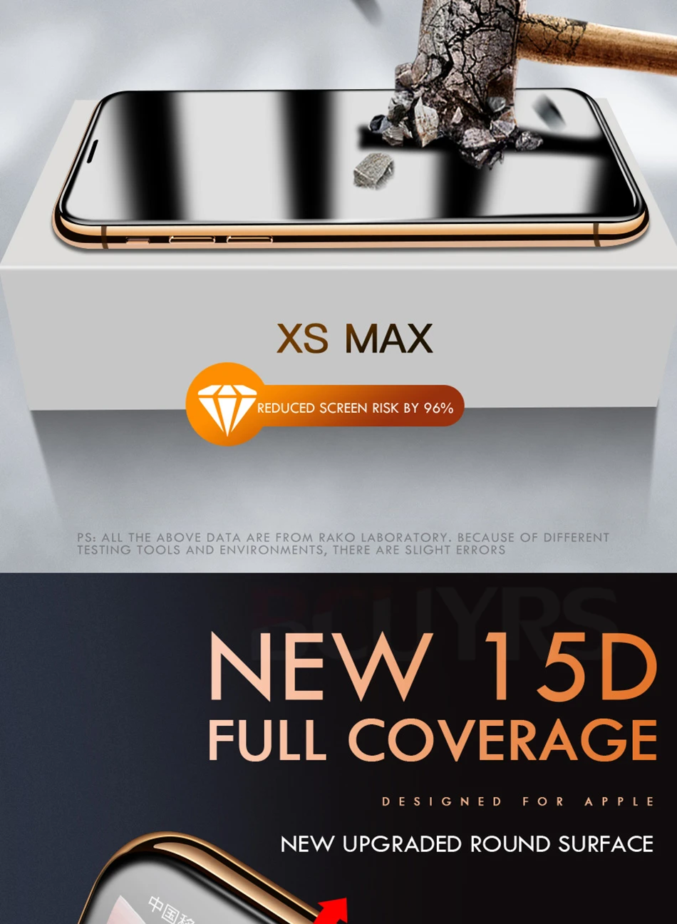 3-1 шт./лот 15D закругленные края полное покрытие Защитное стекло для iPhone 7 8 6 6S Plus Защита экрана для iPhone X XR XS 11 Pro Max