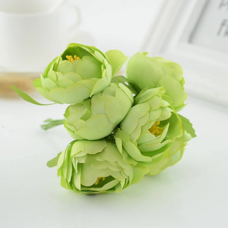 

30pcs silk tea bud artificial flowers for wedding car decoration handicraft DIY bride bouquet handmade wreath Gift box stamens