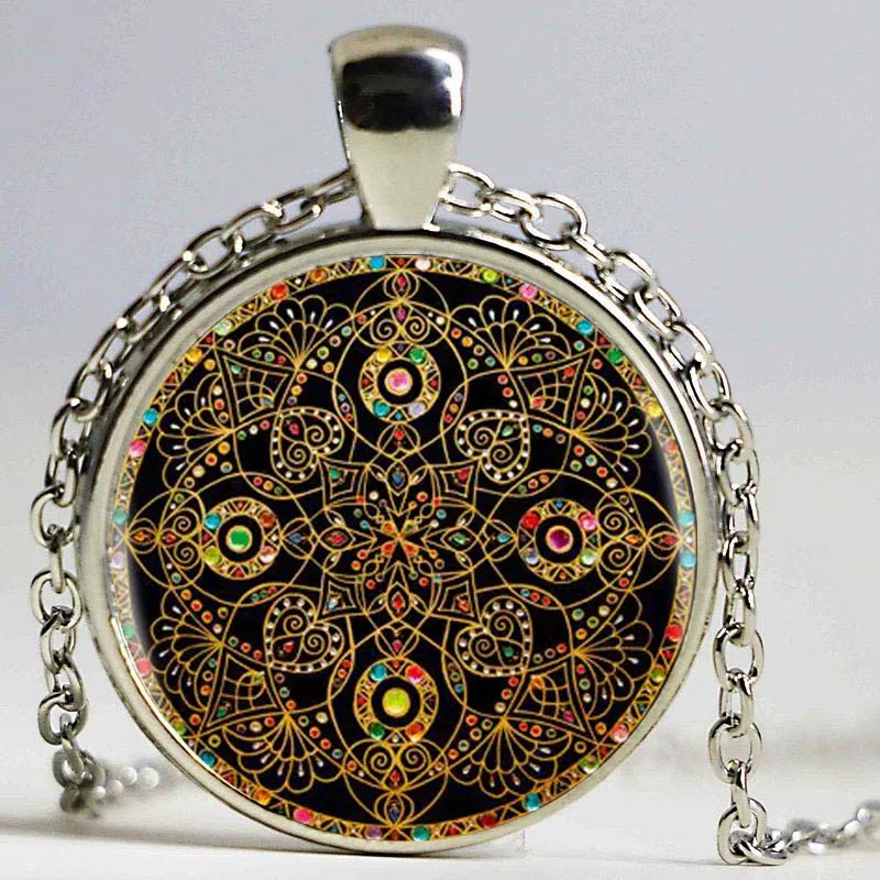 Мозаика картина цветок 9 видов стилей Серебряный кулон ожерелье длинные Чиан