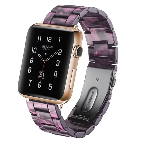 44 мм 40 мм смолы ремешок для apple Watch 4 группа 42 мм 38 мм Корреа Нержавеющая сталь пряжки iwatch 3/2/1 ремешок - Цвет ремешка: purple