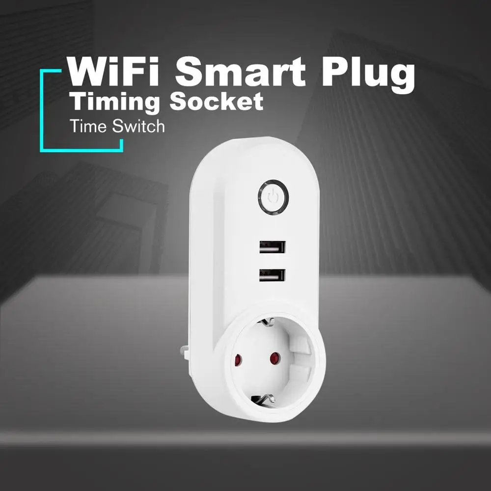 WiFi Smart Plug With Dual USB Ports Timing Socket Voice Control Wireless Time Switch For Amazon Alexa Echo Dot Google Home | Обустройство