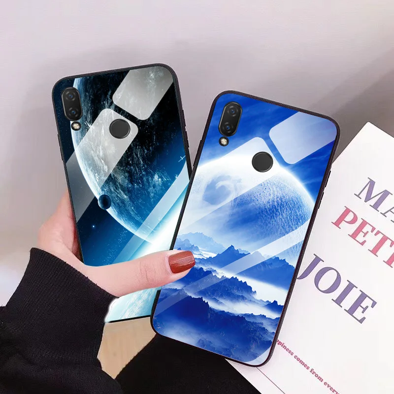 Цветной чехол из закаленного стекла с планетой для huawei Honor 8C 8s 8x 8a задний бампер 8X