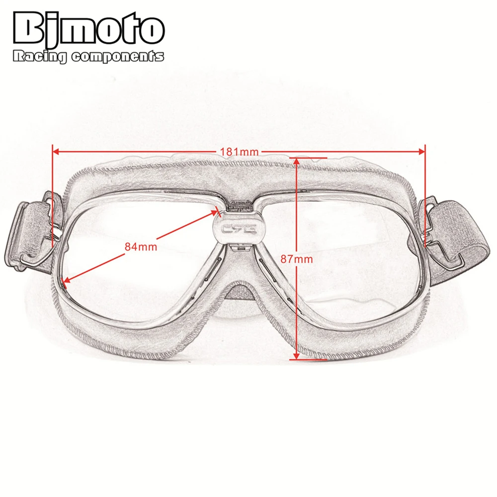 

Bjmoto motorcycle eye protective helmet goggles Vintage Moto Goggles for Harley Motocross Pilot Cruiser glasses