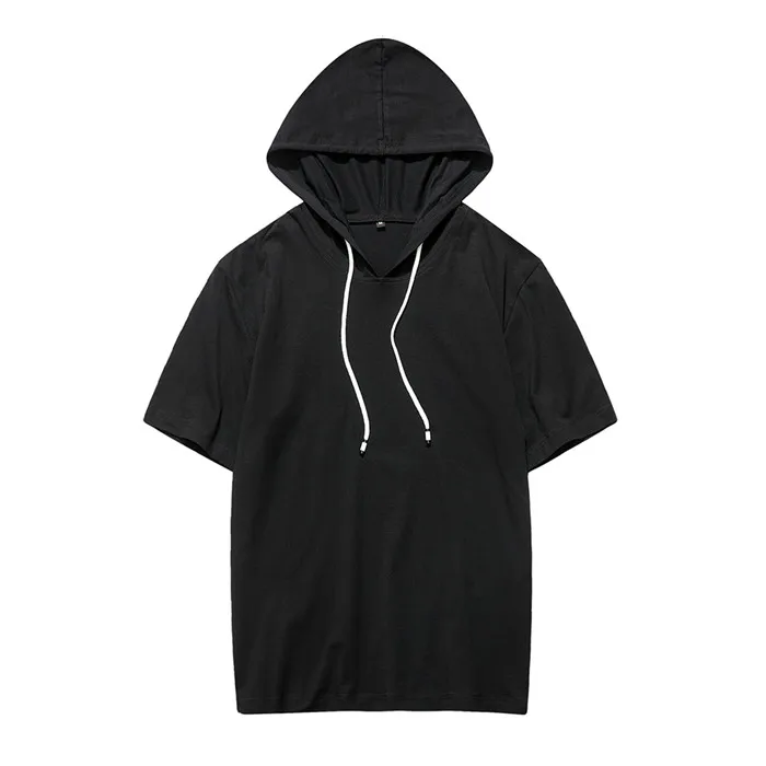 DT42 Black Хлопок с капюшоном Костюмы 8 видов цветов одноцветная футболка Для мужчин футболки Фитнес Повседневное для мужские летние скейтборд футболки для маленьких мальчиков - Цвет: DT42 Black