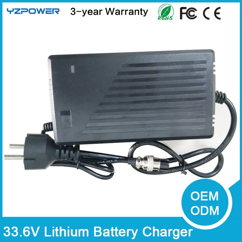 YZPOWER Smart 33,6 V 5A 5.5A 6A литий-ионный аккумулятор зарядное устройство для 8 S Li-po батарея E-baike